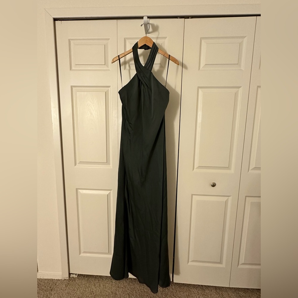 Anthropologie BHLDN Twist Halter Gown Moss